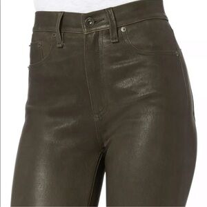 RAG & BONE Olive stretch-leather High-Rise skinny leg pants. Size27